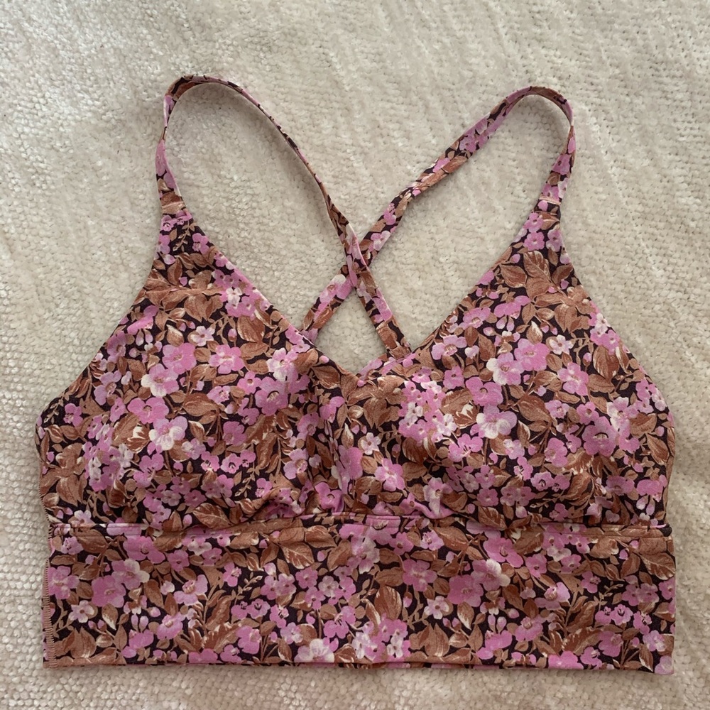 Padded Floral Racerback Sports Bra